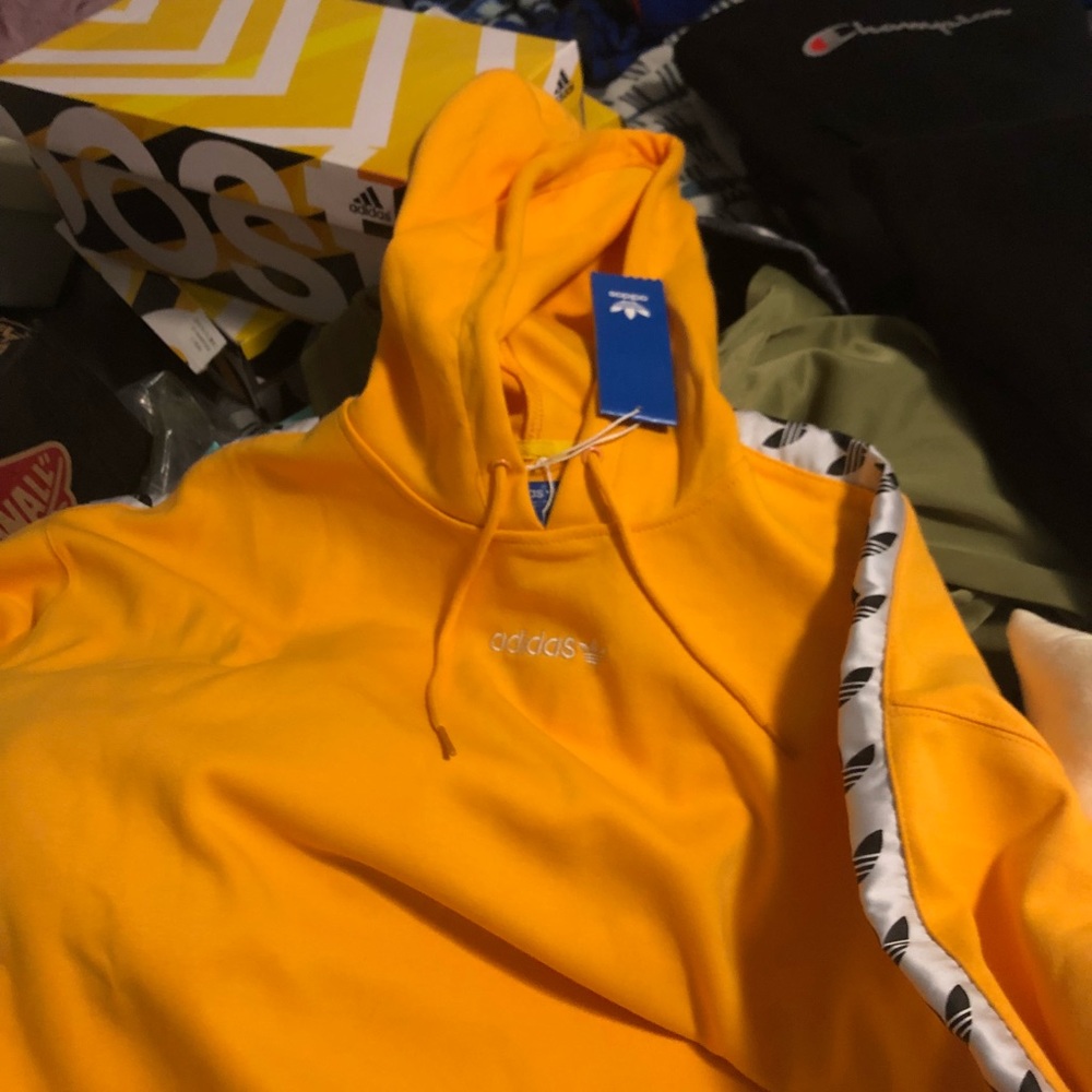 Adidas hoodie with logo down sleeve